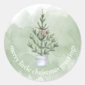 緑と白の水の色のクリスマス封筒用シール ラウンドシール (正面)