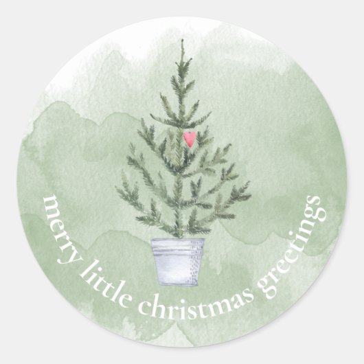 緑と白の水の色のクリスマス封筒用シール ラウンドシール (正面)