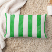 緑と白の水の色のストライプ ランバークッション (ブランケット)