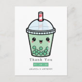 緑と白の水の色のフローラ結婚の感謝してい値 ポストカード (正面)