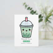 緑と白の水の色のフローラ結婚の感謝してい値 ポストカード (スタンド正面)