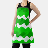緑と白の水平波パターン エプロン (インサイチュ)