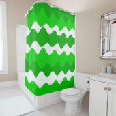 緑と白の水平波パターン シャワーカーテン (インサイチュ)