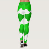 緑と白の水平波パターン レギンス (裏面)