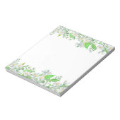 緑と白の水彩花縁ど ノートパッド (回転)