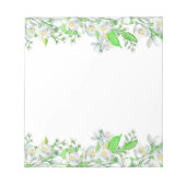 緑と白の水彩花縁ど ノートパッド (正面)