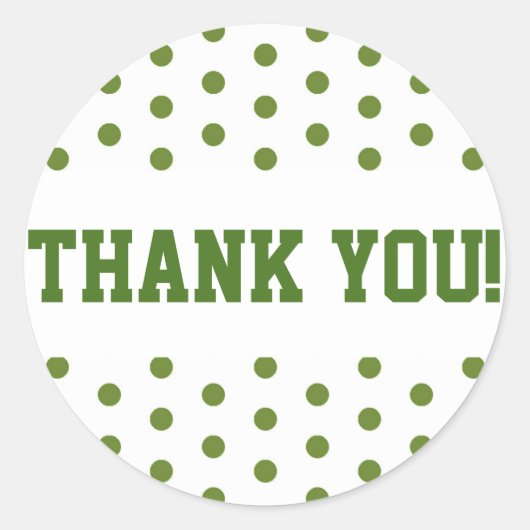緑と白の水玉模様ありがとう ラウンドシール (正面)