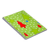 緑と白の水玉模様クリスマスツリーパターン ノートブック (右側)