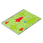 緑と白の水玉模様クリスマスツリーパターン ノートブック (左側)