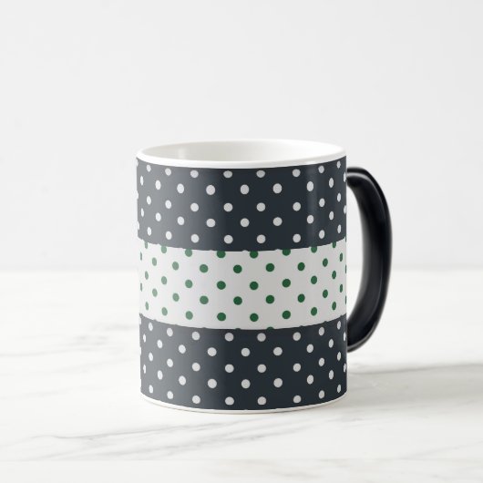 緑と白の水玉模様パターンのマグ モーフィングマグカップ (正面右)