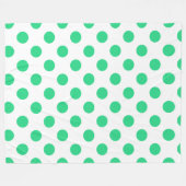 緑と白の水玉模様 フリースブランケット (正面(横))