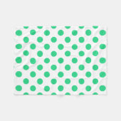 緑と白の水玉模様 フリースブランケット (正面(横))