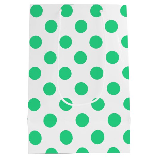 緑と白の水玉模様 ミディアムペーパーバッグ (裏面)