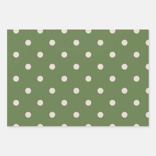 緑と白の水玉模様 ラッピングペーパーシート (正面)