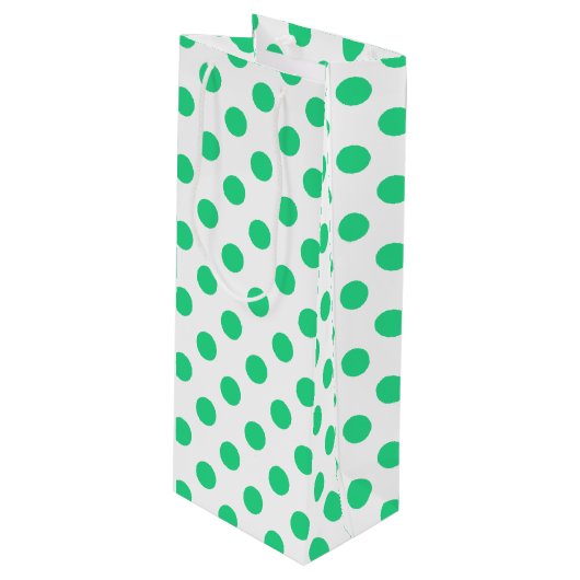 緑と白の水玉模様 ワインギフトバッグ (正面アングル)
