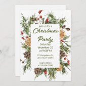 緑と白の水色のクリスマスパーティー シーズンカード (正面/裏面)