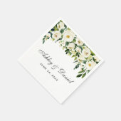 緑と白の水色のフローラ結婚の スタンダードカクテルナプキン (角)