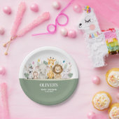 緑と白の水色のベビーシャワー ペーパープレート (パーティー)