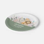 緑と白の水色のベビーシャワー ペーパープレート (アングル)