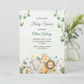 緑と白の水色のベビーシャワー 招待状 (スタンド正面)
