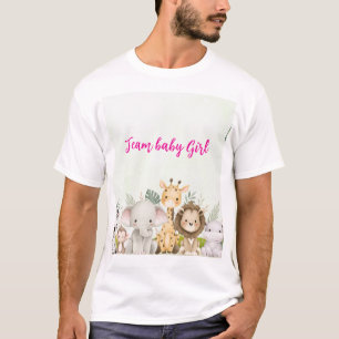 緑と白の水色のベビーシャワー Tシャツ