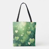 緑と白の水色バレンタインハート トートバッグ (裏面)