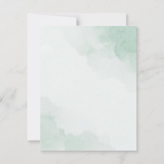 緑と白の水色フローラ サンキューカード (裏面)