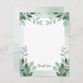 緑と白の水色フローラ サンキューカード (正面/裏面)