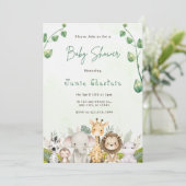 緑と白の水色ベビーシャワー招待状 招待状 (スタンド正面)