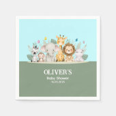 緑と白の水色ベビーシャワー紙ナプキン スタンダードカクテルナプキン (正面)