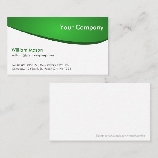 緑と白の湾曲したプロフェッショナル名刺 名刺 (正面/裏面)