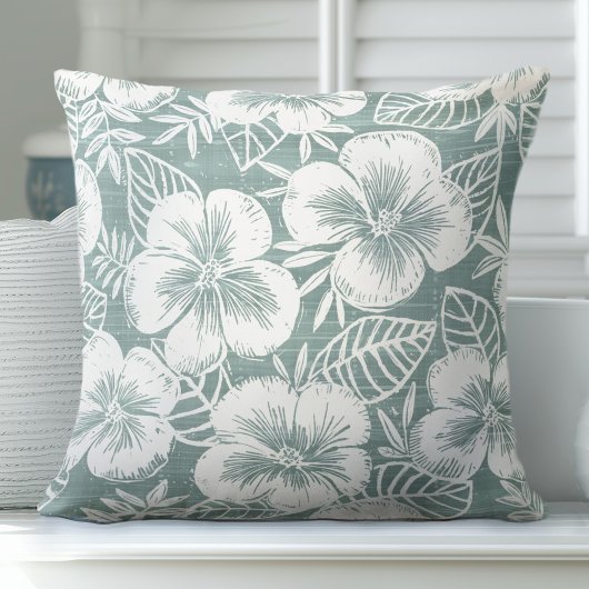 緑と白の熱帯装飾用クッション クッション