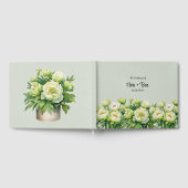 緑と白の牡丹エレガントな結婚式 ゲストブック (全面)