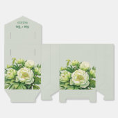 緑と白の牡丹エレガントな結婚式 フェイバーボックス (見開き)