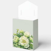 緑と白の牡丹エレガントな結婚式 フェイバーボックス (見開き)