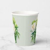 緑と白の牡丹エレガントな結婚式 紙コップ (右)