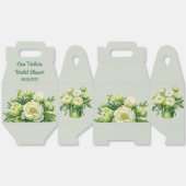 緑と白の牡丹エレガントブライダルシャワー フェイバーボックス (見開き)