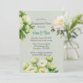 緑と白の牡丹エレガント婚約パーティ 招待状 (スタンド正面)