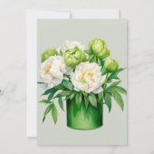 緑と白の牡丹エレガント婚約パーティ 招待状 (裏面)