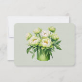 緑と白の牡丹結婚の サンキューカード (裏面)