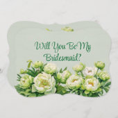 緑と白の牡丹 花嫁の仲間になってくれる? 招待状 (正面/裏面)