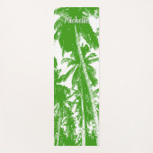 緑と白の特徴デザインのヤシ ヨガマット (正面)