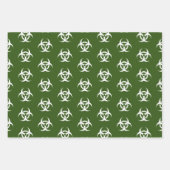 緑と白の生物学的災害［有害物質］ ラッピングペーパーシート (正面3)