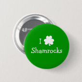 緑と白の私はシャムロックサンパツデイ大好き 缶バッジ (正面&裏面)