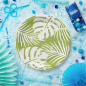 緑と白の紙プレート ペーパープレート (パーティー)