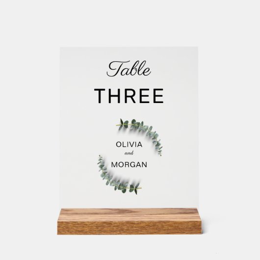 緑と白の結婚テーブル番号アクリル記号 アクリルサイン (正面)