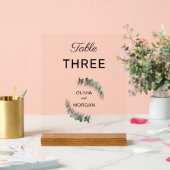 緑と白の結婚テーブル番号アクリル記号 アクリルサイン (ウェディング)