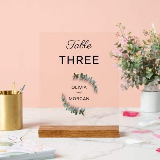 緑と白の結婚テーブル番号アクリル記号 アクリルサイン (ウェディング)