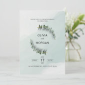 緑と白の結婚式招待状 招待状 (スタンド正面)