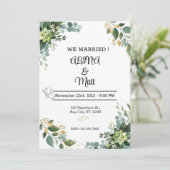 緑と白の緑の結婚式招待状カード 招待状 (スタンド正面)